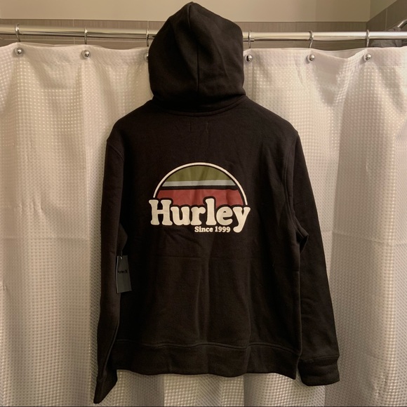 Hurley Logo Fleece Full Zip Drawstring Hoodie with Kangaroo Pouch - Picture 4 of 16